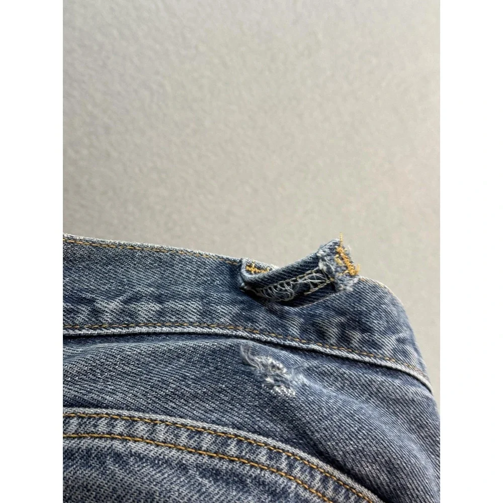 Levi's‎ 505 Jeans Mens 38x30 Medium Wash Blue Regular Straight Distressed Denim